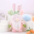 Gnomo pasquale rosa di peluche con orecchie da coniglio e barba bianca decorativo - Rosa