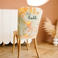 Hello Fall dining chair cover with harvest pumpkin and bicycle patterns for autumn decor - Bicycle Pattern