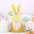Gnomo coniglietto pasquale di peluche giallo con orecchie da coniglio e tocchi blu - Giallo