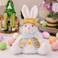 Coniglietto di Pasqua in peluche con cappello a quadri gialli e sciarpa a pois blu - Coniglio Pasquale Luminoso Stile Uomo
