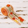 Nastro scozzese con zucca autunnale e testo di gratitudine per decorazioni rustiche - Thanksgiving Ribbon Style B