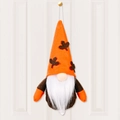 Autumn gnome plush ornament with orange maple leaf hat and white beard for harvest decor - Orange Hat