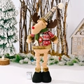 Peluche de renne de Noël debout en tenue à carreaux rouge et vert avec chapeau pointu - Renne Télescopique Plaid