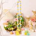 Easter beaded garland featuring yellow plaid wooden bunny with rustic tassel decoration - Yellow Plaid Rabbit Style