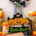 Decorazione di Halloween in legno con zucca e targa Trick or Treat appesa - Motivo di Zucca