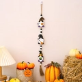 Halloween wooden gnome hanging decor with black white beads and rustic tassels - Witch Gnome
