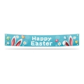 Blue Happy Easter banner with cartoon rabbit ears and colorful eggs for garden party decoration - Bright Blue Bunny Ears Style (05)