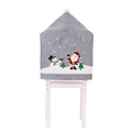 Weihnachts-Stuhlhussen mit Weihnachtsmann und Schneemann auf grauem Filzstoff - Weihnachten Grau Bedruckter Stuhlbezug