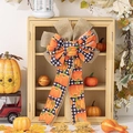 Fiocco decorativo a doppio strato per il Ringraziamento con zucca e trama in juta - Fiocco del Ringraziamento Stile A