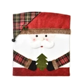 Christmas chair cover featuring Santa Claus design with red green plaid hat and white beard - Santa Claus Style