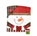 Festive Christmas snowman chair back cover with red plaid accents and heart detail - Snowman Style