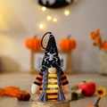 Halloween lighted gnome plush with spider pattern hat and orange striped clothes - White Spider Hat Style