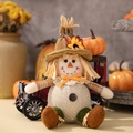 Plush scarecrow boy doll with maple leaf and sunflower hat for autumn harvest festival decor - Female Style
