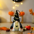 Light-up Halloween gnome hanging decor with yellow bat hat and spider pattern - Bat Black Hat Style