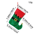 Calza di Natale a forma di scarpa da elfo in velluto verde con campanellino dorato - Verde