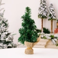 Mini 30cm artificial Christmas tree with green needles and burlap wrapped base - 30cm
