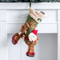 Großer grüner Weihnachtssocken mit 3D Plüsch-Rentier und Weihnachtsmann-Puppen-Design - Groß / Weihnachtsmann Reitet Hirsch