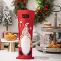 Bolsa de fieltro roja para botella de vino de Navidad con un gnomo de lentejuelas y barba - Sombrero Rosa (货号)