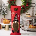 Bolsa de fieltro rojo para botella de vino de Navidad con gnomo de lentejuelas y barba - Sombrero Negro (货号)