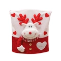 Housse de chaise de Noël tricotée rouge et blanc avec motif de renne en 3D et boutons - Style Élan