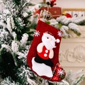Chaussette de Noël en lin avec figurine Père Noël 3D et flocons sur sapin de Noël - Chaussette de Noël avec Père Noël