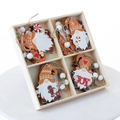 12er Set Weihnachts-Wichtel-Anhänger aus Holz in einer dekorativen Aufbewahrungsbox - Zwerg Stil B