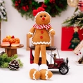 Peluche omino di pan di zenzero con fiocco rosso su un triciclo vintage in metallo - Ornamento Omino Pan di Zenzero Femmina Gambe Lunghe