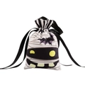 Halloween mummy drawstring candy bag with purple bat prints and black ribbon handles - Mummy Pattern (Candy Bag 07)