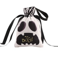 Halloween ghost drawstring gift bag in white canvas with black BOO text print - Ghost Pattern (Candy Bag 08)