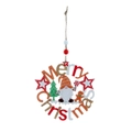 Adorno navideño de madera con gnomo, hombre de jengibre y cuentas rojas de madera - Estilo Piruleta