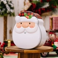 Christmas Santa Claus tin container with festive red plaid hat for candies and cookies - Santa Claus