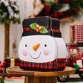 Christmas snowman tin box candy container with winter scarf and holiday decor - Snowman