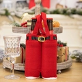 Bolsa de fieltro para botellas con diseño de pantalones de Papá Noel para regalo navideño - Estilo de Pantalones de Navidad Rojos