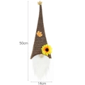 Housse de bouteille de vin gnome d'automne avec chapeau en feutre, tournesol et érable, 50cm - Brun Foncé