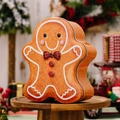 Gingerbread man shaped tin box with red bow pattern for Christmas candy packaging - Gingerbread Man