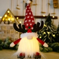 Light-up Christmas gnome plush with red polka dot hat and reindeer antlers - Red