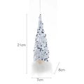 Gnomo navideño colgante con lentejuelas plateadas, barba blanca y medidas de 21x7x8cm - Blanco