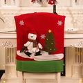 Christmas chair cover featuring a 3D snowman and festive tree on red fabric background - Skiing Snowman