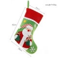 Green Christmas stocking with Santa and gingerbread man 3D embroidery and dimensions - Large Santa Claus