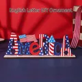 Decorazione in legno America per l'Indipendenza con stelle e strisce su supporto - Lettere AMERICA (纯英文字母DIY摆件横款)
