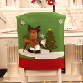 Christmas chair cover featuring a 3D skiing reindeer design with festive red and green colors - Skiing Reindeer