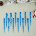 Set di 12 ciondoli a ghiacciolo blu scuro in acrilico con spirale per albero di Natale - Blu