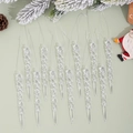 Set di 12 ghiaccioli decorativi in acrilico trasparente con cordino per albero di Natale - Trasparente