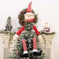 Décoration de sapin de Noël elfe avec bonnet rayé rouge blanc et longs bras - Lutin