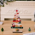 Decorazione natalizia in legno a forma di albero con pupazzo di neve e Babbo Natale - Stile B Gnomo Seduto