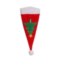 Christmas non-woven cutlery cover featuring a red hat with embroidered tree - Christmas Tree