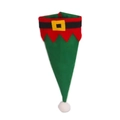 Christmas elf hat shaped cutlery holder in red and green with felt buckle detail - Elf