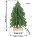 Green flocked Christmas tree with wood base 29cm height measurement detail - Large / Green