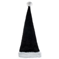 Bonnet de Noël noir en peluche extra long 75cm avec bordure en fausse fourrure - Double Couche Avec Doublure Souple