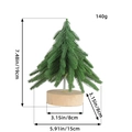 Miniature flocked Christmas tree with round wood base 19cm height 140g weight specs - Small / Green
